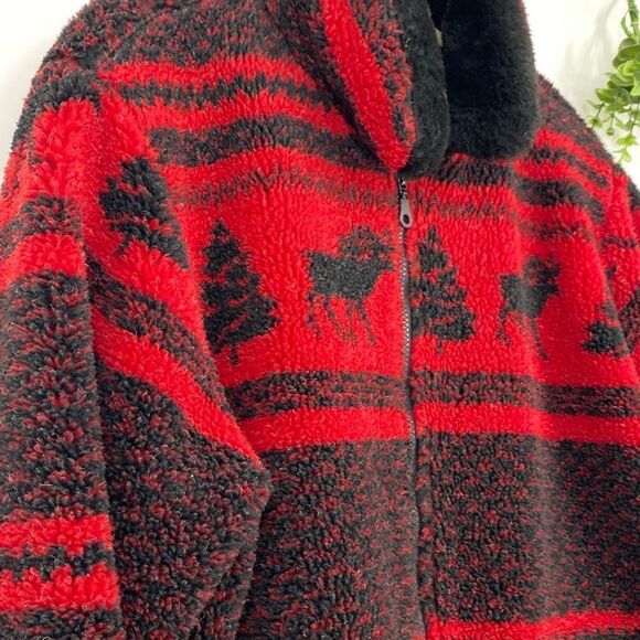 Lane Bryant Sherpa Fleece Zip Up Heavyweight Winter Teddy Jacket Red 14/16 - Picture 2 of 14